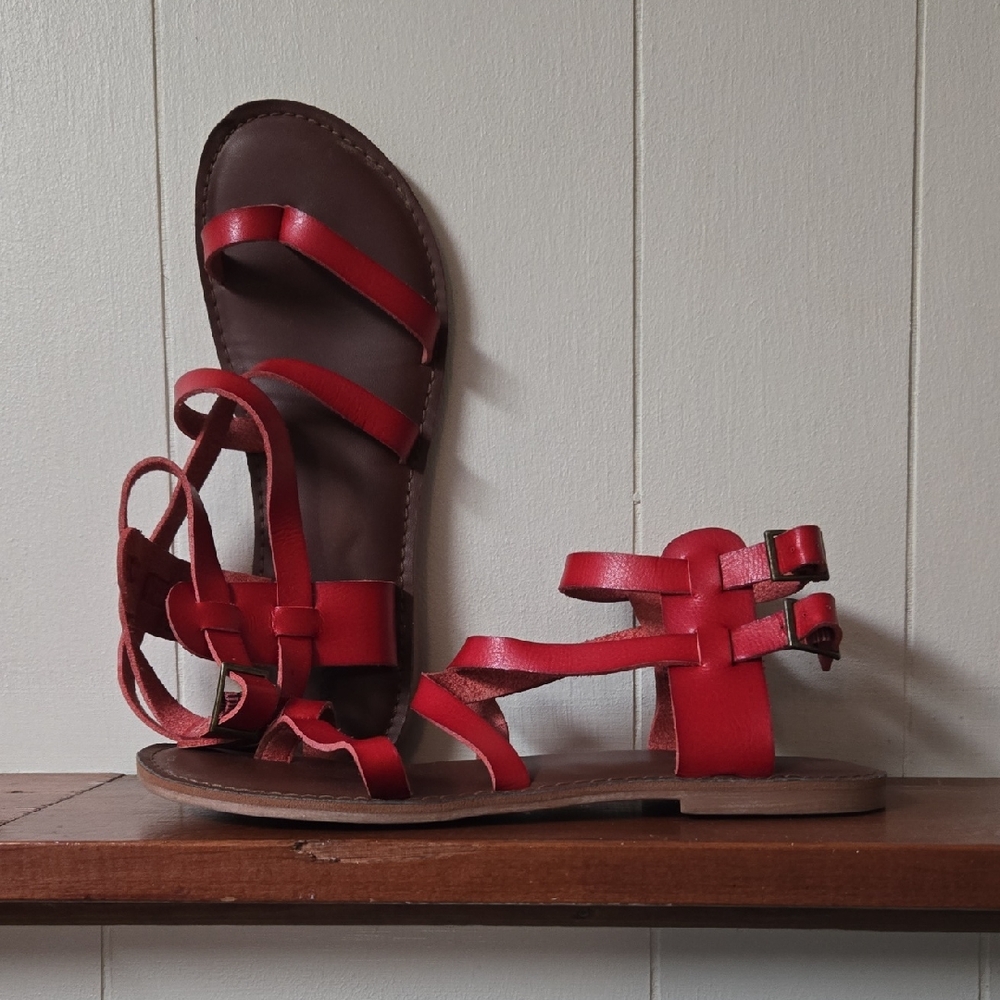 Seven Dials Red Strappy Sandals